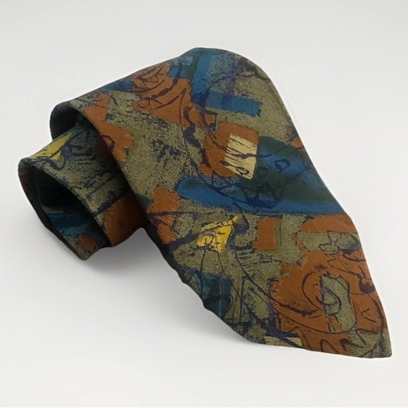 STELEN Silk tie Handmade in Italy Abstract Art Style Elegant Whimsy Designer - Picture 1 of 5